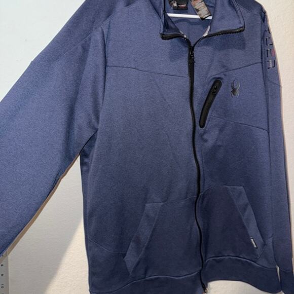 Spyder Active Mens Jacket Size XXL Zip Up Long Sleeve Pockets Blue Stretch - Picture 3 of 5